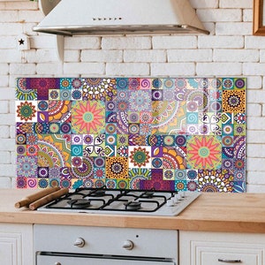 Panneau de dosseret de poêle en verre trempé, couverture arrière de poêle, décoration de cuisine, couvercle de dessus de cuisinière, dosseret de cuisine en carrelage, planche à découper et à nouilles