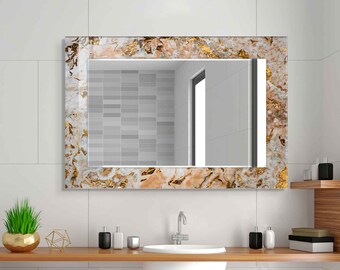 Tempered Glass Marble Mirror, Luxury Home Decor