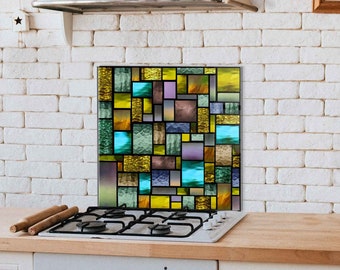 Backsplash de cozinha, tampa traseira do fogão, backsplash de vidro temperado, decoração de cozinha, tampa superior do fogão, presente de inauguração, tábua de corte