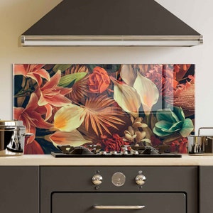 Panneau de dosseret de poêle en verre trempé, dosseret de cuisine, décoration murale de cuisine, couverture arrière de cuisinière, couverture supérieure de cuisinière, planche à découper et à nouilles