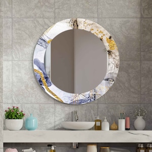 Aesthetic Mirror for Bathroom, Entryway Hallway Mirror, Luxury Home Decor, Living Room Mirror, Decorative Mirror on Tempered Glass