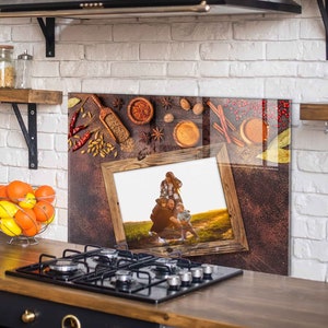 Personalizowany panel przeciwbryzgowy, panel przeciwbryzgowy ze szkła hartowanego, osłona kuchenki, wystrój kuchni, osłona kuchenki, płytki przeciwbryzgowe do kuchni