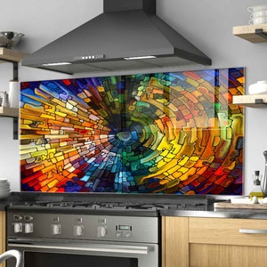 Dosseret de cuisine, couverture arrière de cuisinière, dosseret de poêle en verre trempé, décor de cuisine, couverture supérieure de cuisinière, cadeau de pendaison de crémaillère, planche à découper