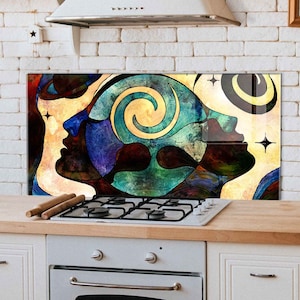 Kitchen Backsplash, Stove Back Cover, Tempered Glass Stove Backsplash, Kitchen Decor, Stove Top Cover, Housewarming Gift, Cutting Board