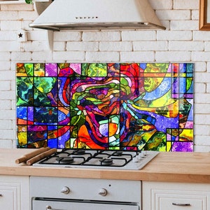 Dosseret de cuisine, couvercle arrière de poêle, dosseret de poêle en verre trempé, décor de cuisine, couvercle supérieur de cuisinière, cadeau de pendaison de crémaillère, planche à découper