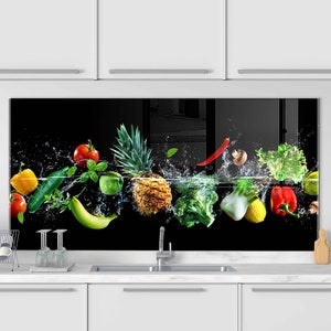 Panneau de verre pour dosseret de poêle, Décoration murale de cuisine, Cache de cuisinière, Planche à découper, Housse de cuisinière à gaz, Accessoires de cuisine, Décoration d'intérieur
