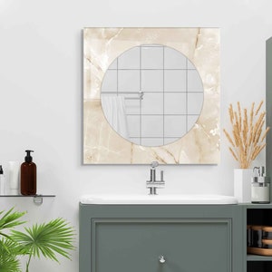 Aesthetic Mirror for Bathroom, Entryway Hallway Mirror, Luxury Home Decor, Living Room Mirror, Decorative Mirror on Tempered Glass