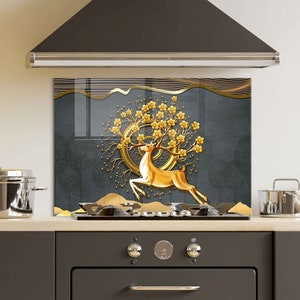 Panneau de dosseret de poêle en verre trempé, couverture arrière de poêle, décoration de cuisine, couvercle de dessus de cuisinière, dosseret de cuisine en carrelage, planche à découper et à nouilles