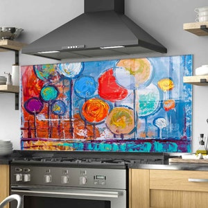 Dosseret de cuisine, couvercle arrière de cuisinière, dosseret de poêle en verre trempé, décor de cuisine, couvercle de cuisinière, cadeau de pendaison de crémaillère, cadeau pour elle