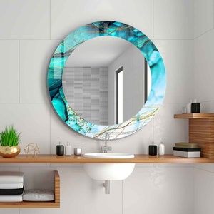 Aesthetic Mirror for Bathroom, Entryway Hallway Mirror, Luxury Home Decor, Living Room Mirror, Decorative Mirror on Tempered Glass