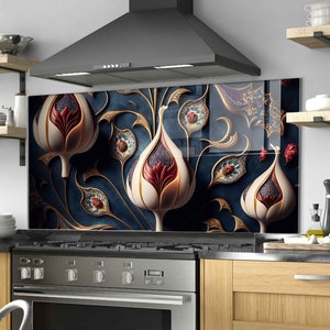 Dosseret de cuisine, couverture arrière de cuisinière, dosseret de poêle en verre trempé, décoration de cuisine, couverture de dessus de cuisinière, cadeau de pendaison de crémaillère, planche à découper