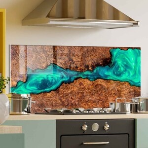 Dosseret de cuisine, couverture arrière de cuisinière, dosseret de poêle en verre trempé, décor de cuisine, couverture supérieure de cuisinière, cadeau de pendaison de crémaillère, planche à découper