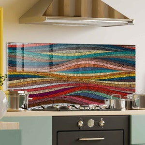 Panneau de dosseret de poêle en verre trempé, couverture arrière de poêle, décoration de cuisine, couvercle de dessus de cuisinière, dosseret de cuisine en carrelage, planche à découper et à nouilles