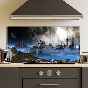 Dosseret de cuisine, couvercle arrière de cuisinière, dosseret de poêle en verre trempé, décor de cuisine, couvercle de cuisinière, cadeau de pendaison de crémaillère, cadeau pour elle