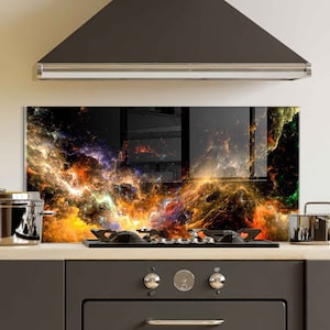 Dosseret de cuisine, Couvercle arrière de cuisinière, Dosseret de poêle en verre trempé, Décor de cuisine, Couvercle de cuisinière, Cadeau de pendaison de crémaillère, Planche à découper