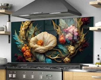 Kitchen Backsplash, Kitchen Wall Decor, Tempered Glass Stove Backsplash Panel, Stove Back Cover, Stove Top Cover,  Chopping and Noodle Board