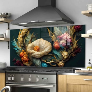 Dosseret de cuisine, décoration murale de cuisine, panneau de dosseret de poêle en verre trempé, couvercle arrière de poêle, couvercle de cuisinière, planche à découper et à nouilles