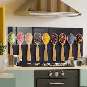 Panneau de verre pour dosseret de cuisinière, décoration murale de cuisine, couverture arrière supérieure de cuisinière, planche à découper, couverture de cuisinière pour gaz, accessoires de cuisine, décoration intérieure