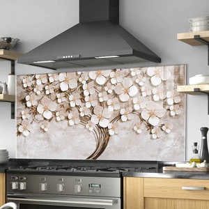 Panneau de dosseret de poêle en verre trempé, couverture arrière de poêle, décor de cuisine, couverture supérieure de cuisinière, tuile de dosseret de cuisine, planche à découper et à nouilles