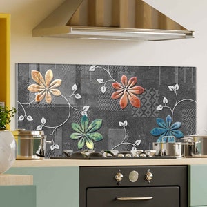 Panneau de verre pour dosseret de poêle, Décoration murale de cuisine, Cache de cuisinière, Planche à découper, Housse de cuisinière à gaz, Accessoires de cuisine, Décoration d'intérieur