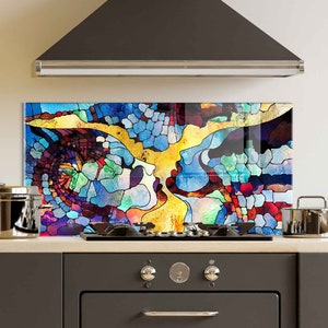 Dosseret de cuisine, Couvercle arrière de cuisinière, Dosseret de poêle en verre trempé, Décor de cuisine, Couvercle de cuisinière, Cadeau de pendaison de crémaillère, Planche à découper