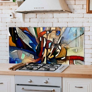 Dosseret de cuisine, Couvercle arrière de cuisinière, Dosseret de poêle en verre trempé, Décor de cuisine, Couvercle de cuisinière, Cadeau de pendaison de crémaillère, Planche à découper