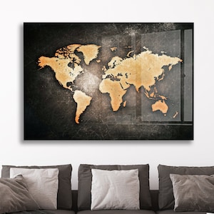 Wereldkaart Gehard Glas Wall Art, Extra Grote Wall Art, Office Decor, Housewarming Gift, Home Wall Decor, Wall Hangings