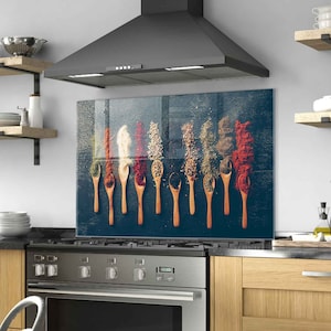 Panneau de dosseret de poêle en verre trempé, couverture arrière de cuisinière, décor de cuisine, couvercle de cuisinière, tuile de dosseret de cuisine, hachage et planche de nouilles