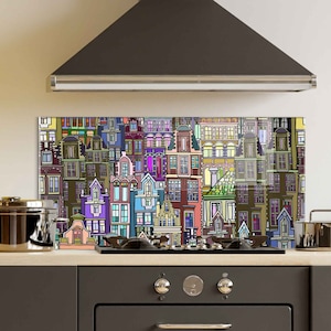 Dosseret de cuisine, Couvercle arrière de cuisinière, Dosseret de poêle en verre trempé, Décor de cuisine, Couvercle de cuisinière, Cadeau de pendaison de crémaillère, Planche à découper