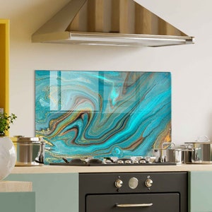 Dosseret de cuisine, couverture arrière de cuisinière, dosseret de poêle en verre trempé, décoration de cuisine, couverture de dessus de cuisinière, cadeau de pendaison de crémaillère, cadeau pour elle