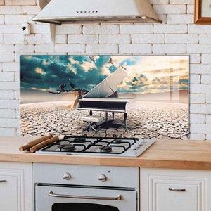 Kitchen Backsplash, Stove Back Cover, Tempered Glass Stove Backsplash, Kitchen Decor, Stove Top Cover, Housewarming Gift, Cutting Board