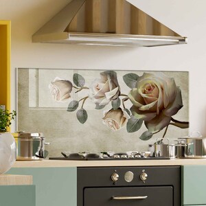 Panneau de verre pour dosseret de cuisinière, décoration murale de cuisine, couverture arrière supérieure de cuisinière, planche à découper, couverture de cuisinière pour gaz, accessoires de cuisine, décoration intérieure