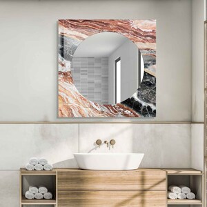 Aesthetic Mirror for Bathroom, Entryway Hallway Mirror, Luxury Home Decor, Living Room Mirror, Decorative Mirror on Tempered Glass