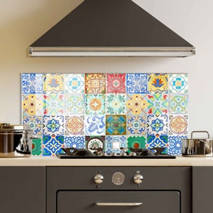 Panneau de dosseret de poêle en verre trempé, dosseret de cuisine, décoration murale de cuisine, couverture arrière de poêle, couverture de dessus de cuisinière, planche à découper et à nouilles