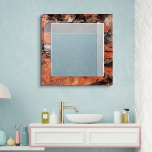 Aesthetic Mirror for Bathroom, Entryway Hallway Mirror, Luxury Home Decor, Living Room Mirror, Decorative Mirror on Tempered Glass
