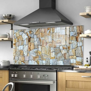 Dosseret de cuisine, panneau de dosseret de poêle en verre trempé, décoration murale de cuisine, couverture arrière de poêle, couverture de dessus de cuisinière, planche à découper et à nouilles