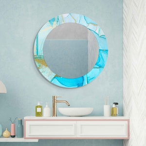 Aesthetic Mirror for Bathroom, Entryway Hallway Mirror, Luxury Home Decor, Living Room Mirror, Decorative Mirror on Tempered Glass