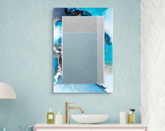 Decorative Mirror on Tempered Glass Wall Art, Luxury Home Decor, Modern Wall Art, Aesthetic Mirror for Bathroom and Bedroom, Entryway Decor