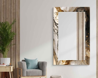 Spiegelwanddecoratie, spiegel voor badkamer, inkomhalspiegel, luxe woondecoratie, woonkamerspiegel, decoratieve spiegel op gehard glas