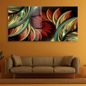 Tempered Glass Wall Art, Extra Large Wall Decor, Living Room Home Decor, Abstract Glass Painting, Decor for Bedroom, Housewarming Gift