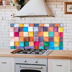 Panneau de dosseret de poêle en verre trempé, Couvercle arrière de poêle, Décoration de cuisine, Couvercle supérieur de cuisinière, Carrelage pour dosseret de cuisine, Garde-boue pour évier de cuisine