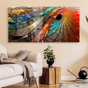 Tempered Glass Wall Art, Extra Large Wall Decor, Living Room Home Decor, Abstract Glass Painting, Decor for Bedroom, Housewarming Gift