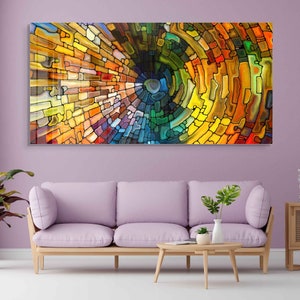 Tempered Glass Wall Art, Extra Large Wall Decor, Living Room Home Decor, Stained Glass Painting, Decor for Bedroom, Housewarming Gift