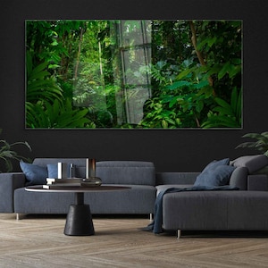 Tempered Glass Wall Art, Extra Large Wall Decor, Living Room Home Decor, Flowers Glass Painting, Decor for Bedroom, Housewarming Gift