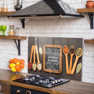 Panneau de dosseret de poêle en verre personnalisé, Couvercle arrière de poêle, Décoration de cuisine, Couvercle supérieur de cuisinière, Carrelage de dosseret de cuisine, Planche à découper/nouilles