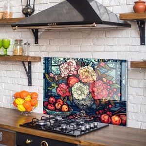 Panneau de dosseret de poêle en verre trempé, couverture arrière de poêle, décoration de cuisine, couvercle de dessus de cuisinière, dosseret de cuisine en carrelage, planche à découper et à nouilles