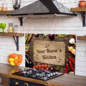 Panneau de dosseret de poêle en verre personnalisé, couvercle arrière de cuisinière, décor de cuisine, couvercle de cuisinière, tuile de cuisine, planche à découper / nouilles