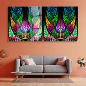 Tempered Glass Wall Art, Extra Large Wall Decor, Living Room Home Decor, Abstract Glass Painting, Decor for Bedroom, Housewarming Gift