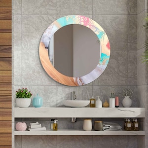 Aesthetic Mirror for Bathroom, Entryway Hallway Mirror, Luxury Home Decor, Living Room Mirror, Decorative Mirror on Tempered Glass