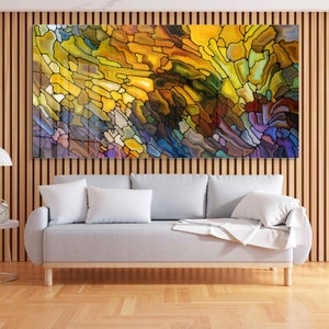 Tempered Glass Wall Art, Extra Large Wall Decor, Living Room Home Decor, Stained Glass Painting, Decor for Bedroom, Housewarming Gift